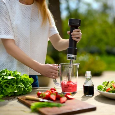 KitchenAid Bezdrátový tyčový mixér GO s příslušenstvím a baterií, 5KHBRV75BM, černá mat