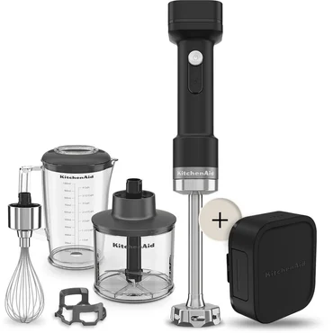 KitchenAid Bezdrátový tyčový mixér GO s příslušenstvím a baterií, 5KHBRV75BM, černá mat
