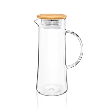 Kusmi Tea Skleněná karafa se sítkem na ledový čaj a s bambusovým víčkem, 1,2 l