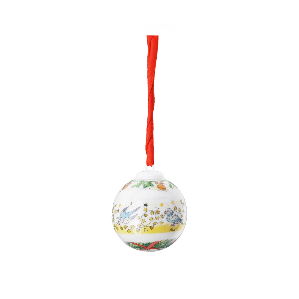 Porcelánová mini koule, motiv Papoušek, Vánoční světýlka, Ø 4,5 cm