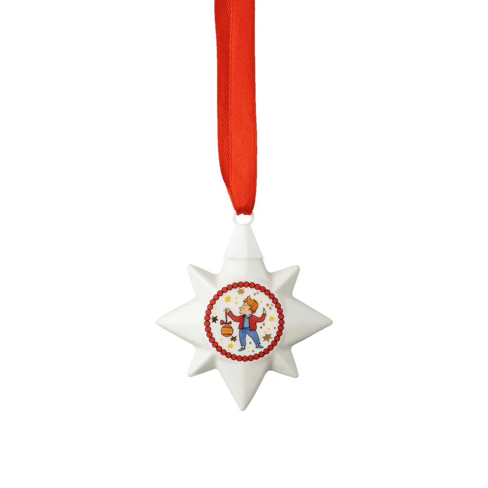 Porcelánová mini hvězda, motiv Chlapeček, Vánoční světýlka, Ø 6,5 cm