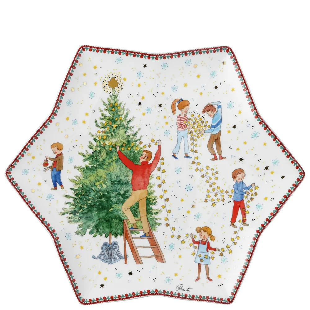 Velký vánoční talíř ve tvaru hvězdy, Vánoční světýlka, Ø 34 cm