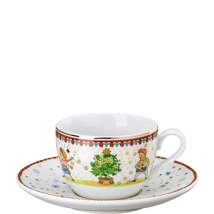 Vánoční cappuccino šálek a podšálek, Vánoční světýlka, 220 ml/16 cm