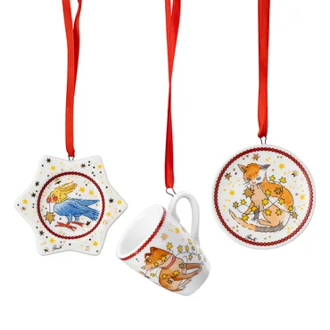 Rosenthal Vánoční set 3 porcelánové mini ozdoby, Vánoční světýlka, 6 cm