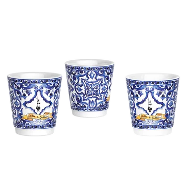 Bialetti Dárková sada Moka Express konvička Blu Mediterraneo, 3 pohárky, míchátka