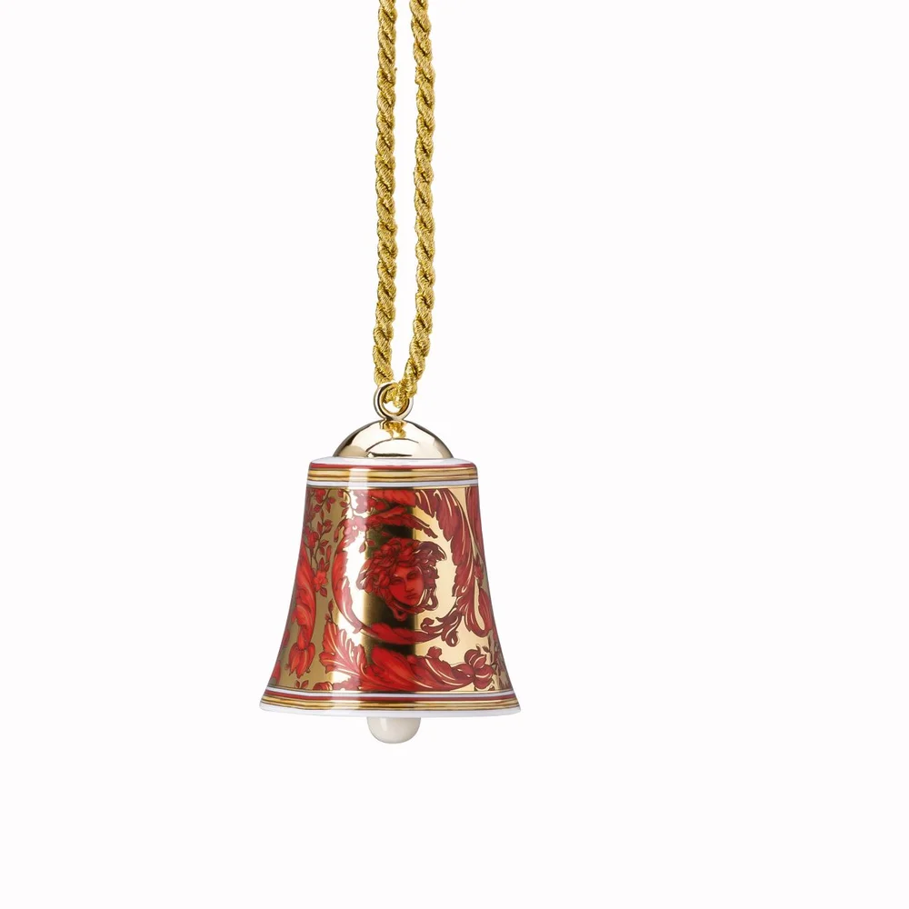 Porcelánový zvoneček Versace Medusa Garland, výška 7 cm, červená