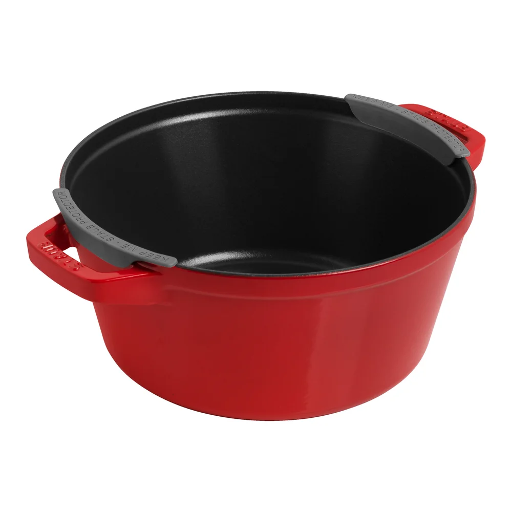Sada 2v1: litinový hrnec a pánev s poklicí, Ø 24 cm, černá