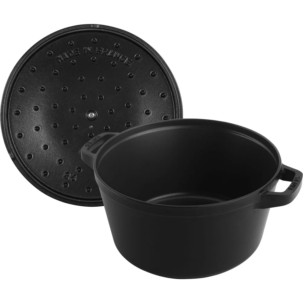 Sada 2v1: litinový hrnec a pánev s poklicí, Ø 24 cm, černá