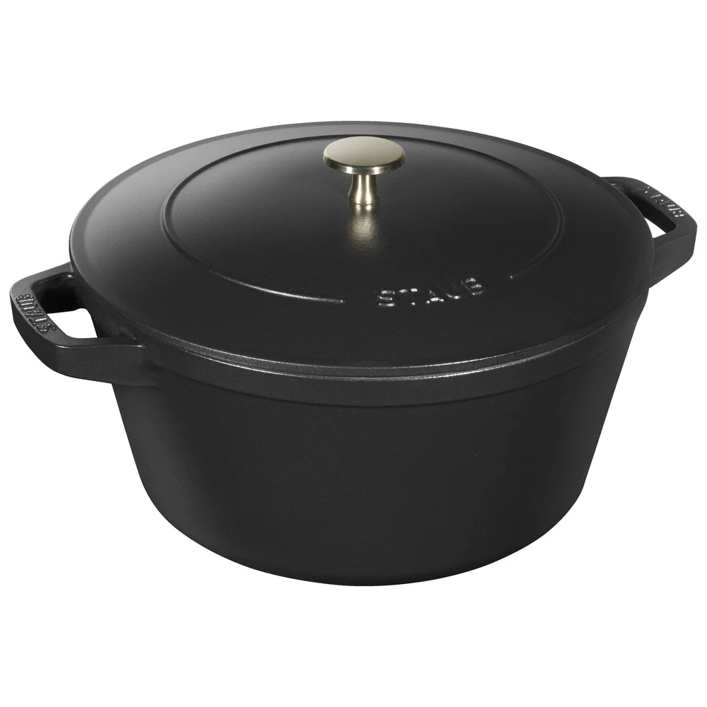Sada 2v1: litinový hrnec a pánev s poklicí, Ø 24 cm, černá
