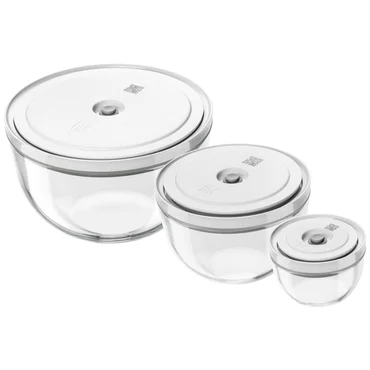 Zwilling Sada vakuovacích skleněných mís Fresh & Save, Ø 12 / 18 / 24 cm, 3 ks