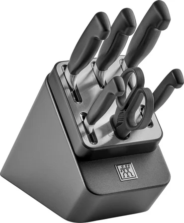Zwilling Samoostřící blok s noži a nůžkami Four Star, 7 ks, antracitová