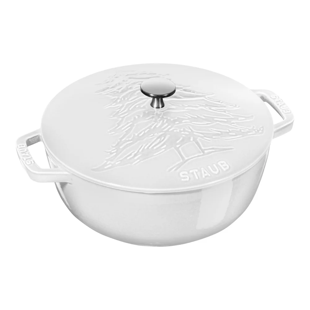 Litinový hrnec s poklicí French oven Vánoční stromek, Ø 24 cm / 3,6 l, bílá