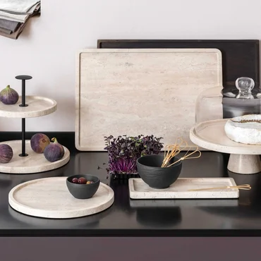 Villeroy & Boch Servírovací podnos z přírodního kamene Manufacture Travertine, 40,5 x 28 cm
