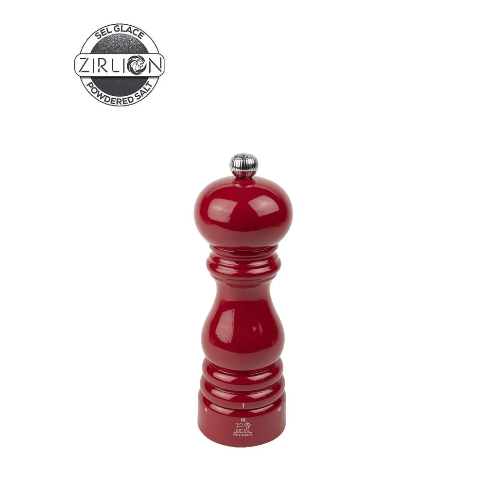 Dřevěný mlýnek Paris na sůl u’Select Zirlion, 18 cm, lak vášnivě červená