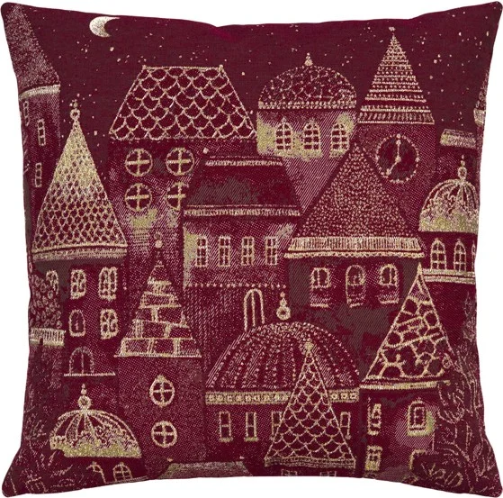 Povlak na polštář Notte Santa, 45 × 45 cm, berry