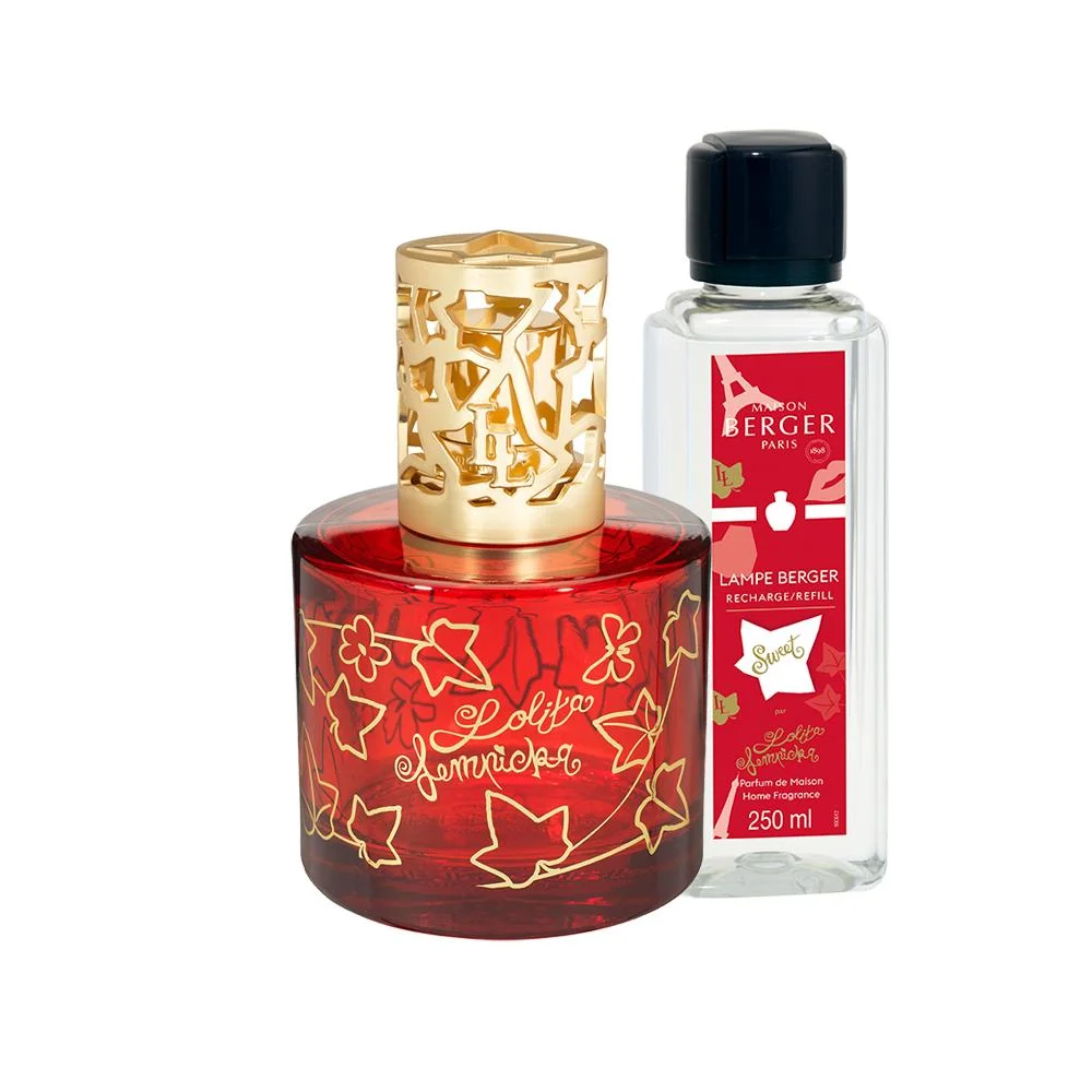 Dárková sada: katalytická lampa Pure Lolita Lempicka, červená + Lolita Lempicka – Sweet, 250 ml