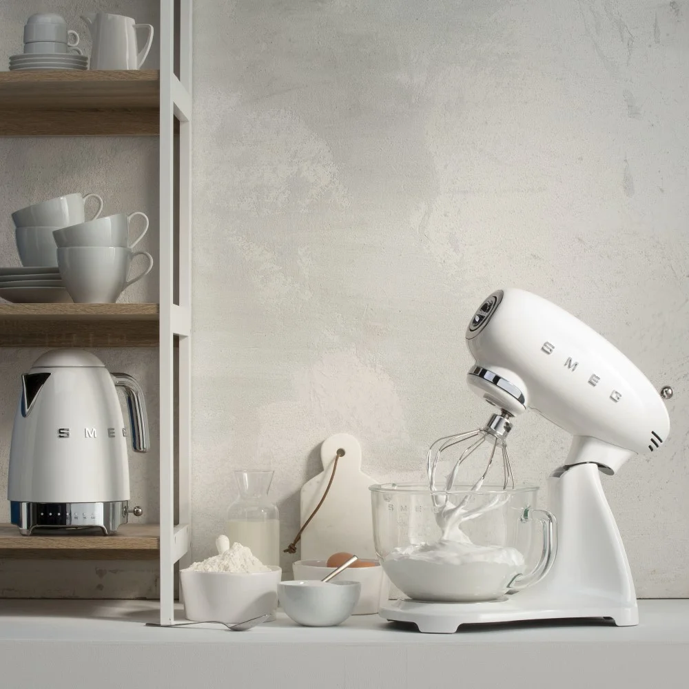 Kuchyňský robot retro style 50´s, skleněná mísa, bílý
