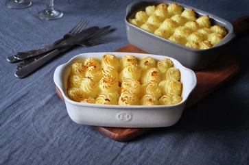 Kuřecí hachis parmentier s krémovou kari omáčkou