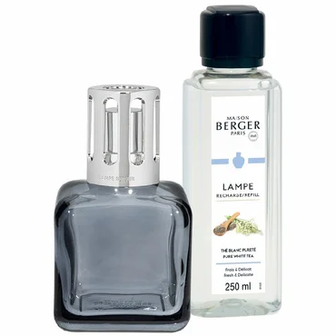 Maison Berger Paris Darčeková sada: katalytická lampa Glacon sivá + Čistý biely čaj, 250 ml