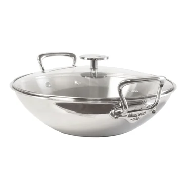 Mauviel Nerezový wok s úchytmi a sklenenou pokrievkou M’Cook, Ø 32 cm