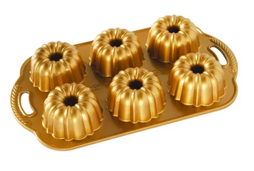 Nordic Ware Forma na 6 minibáboviek Anniversary, zlatá, 1l