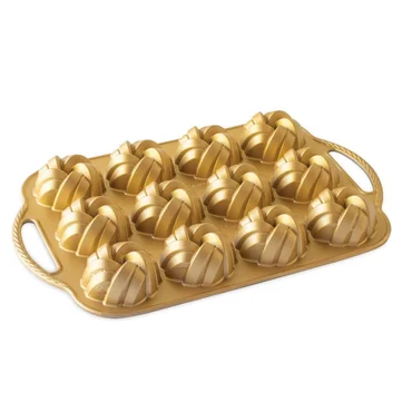 Nordic Ware Forma na 12 minibáboviek 75. Anniversary Prepletená, zlatá, 828 ml