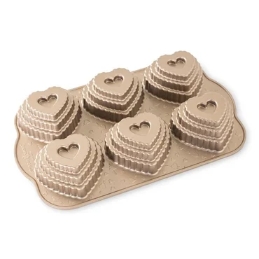 Nordic Ware Vrstvené srdiečko plát so 6 formičkami, karamelová, 07 l
