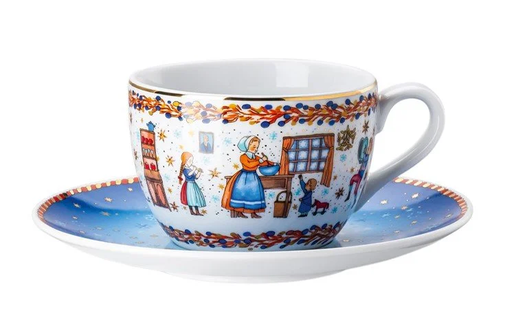 Porcelánová vianočná šálka na cappuccino s podšálkou, Vianočné pečenie, 0,22 l
