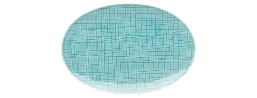 Oválný servírovací tác Mesh Aqua, 34 x 24 cm