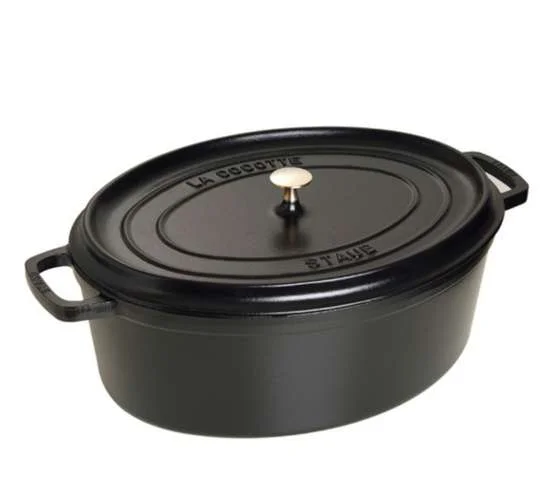 Oválny liatinový hrniec s pokrievkou Cocotte, čierna, 29 cm / 4,2 l