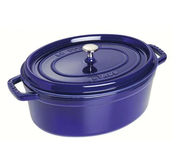 Oválny liatinový hrniec s pokrievkou Cocotte, tmavomodrá, 29 cm / 4,2 l