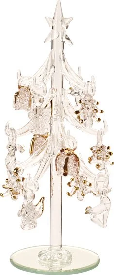 Villeroy & Boch Winter Collage Accessoires sklenený vianočný stromček s ozdobami, 20 cm