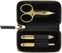 Twinox Gold Edition manikúra s nožnicami, čierna koža, 3 ks