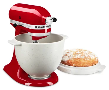 KitchenAid Keramická misa na chlieb s vekom na pečenie, 4,83 l, bielosivá