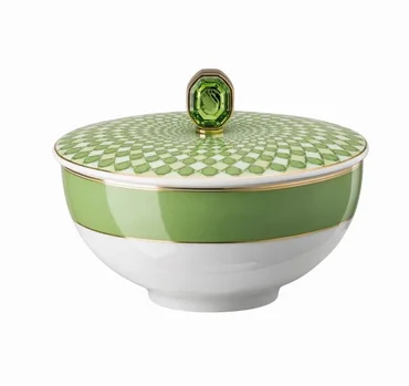 Rosenthal Miska na ryžu s pokrievkou Swarovski Signum Fern, Ø 12 cm