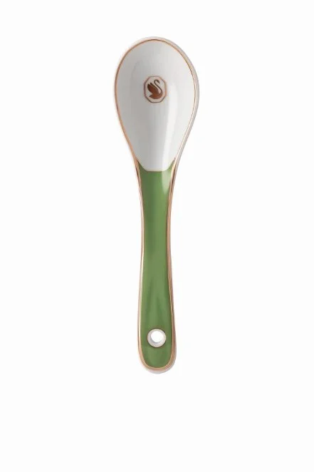 Porcelánová lyžica na ryžu Swarovski Signum Fern, 14 cm