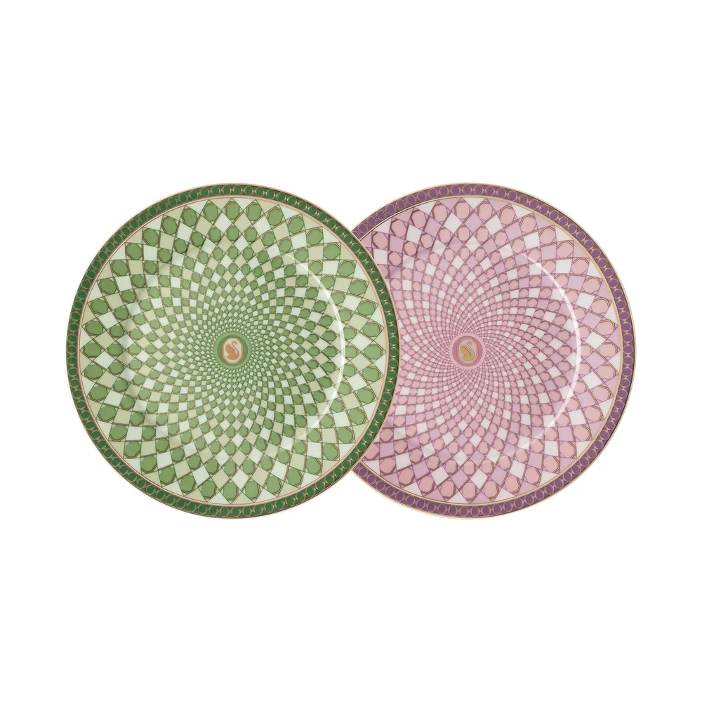 Sada dezertných tanierov Swarovski Signum Fern + Rose, Ø 18 cm, 2 ks 