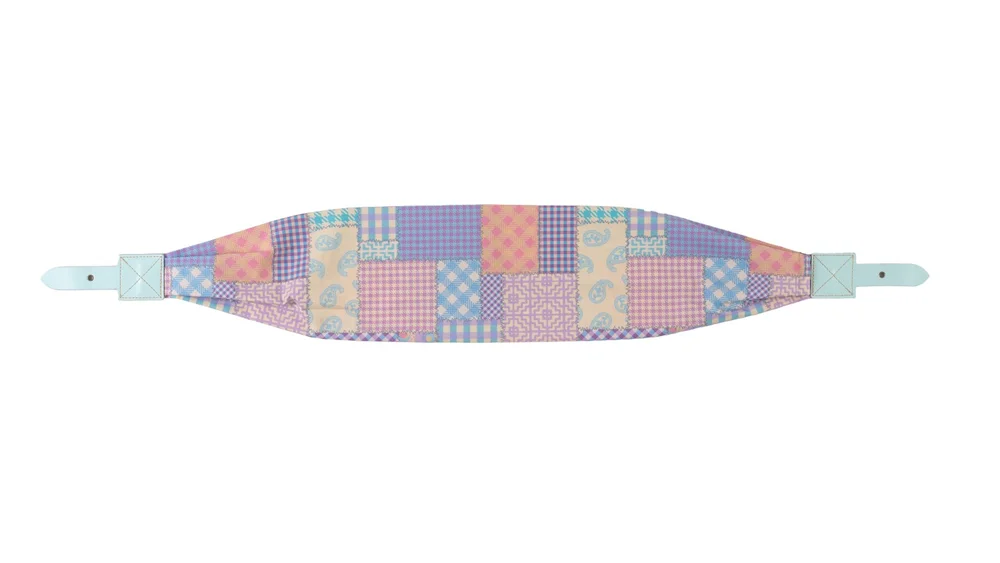 Látkový popruh POP, vzor Patchwork, tyrkysová pracka