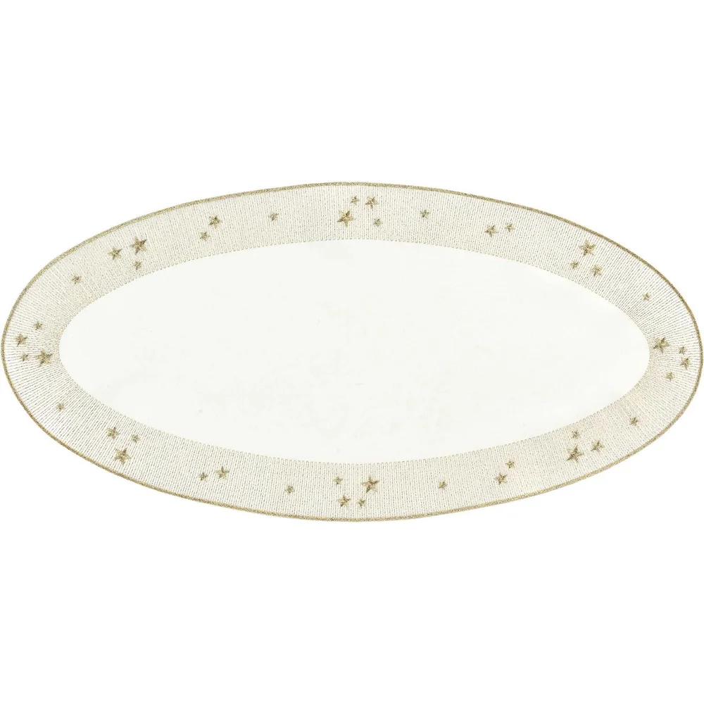 Oválne prestieranie Starlight, 28 x 58 cm, ecru