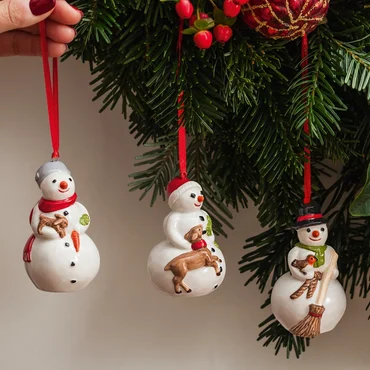 Villeroy & Boch Závesná vianočná dekorácia Nostalgic Ornaments, Snehuliaci, 3 ks