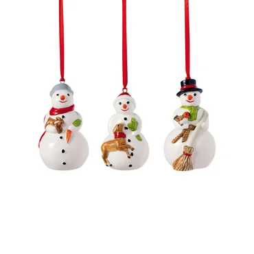 Villeroy & Boch Závesná vianočná dekorácia Nostalgic Ornaments, Snehuliaci, 3 ks