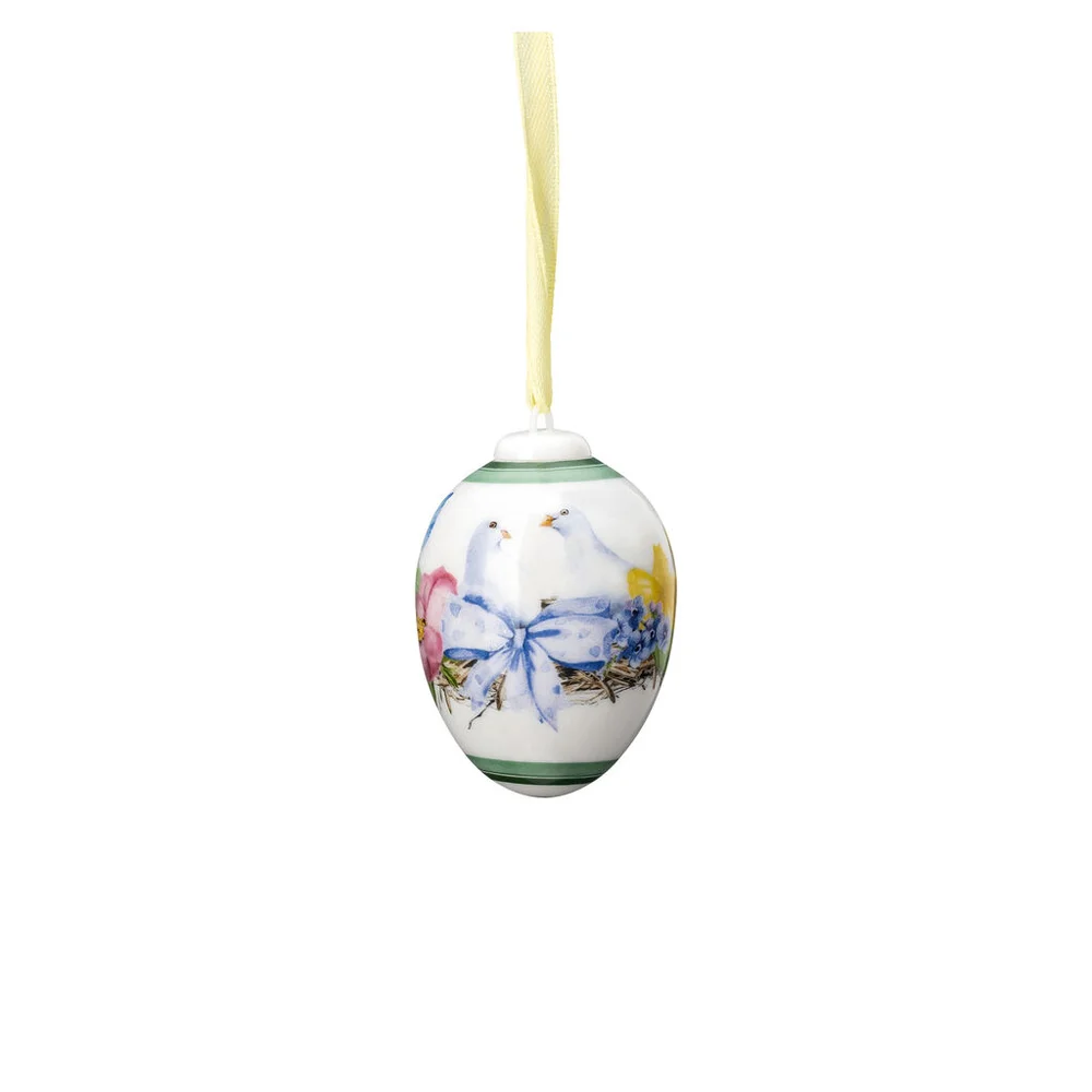 Veľkonočná porcelánová závesná dekorácia vajíčko "Holúbky", Ø 4,5 cm