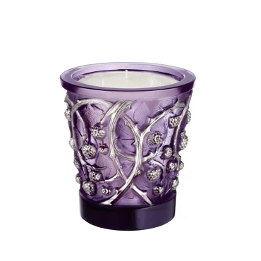 Lalique Křišťálová váza / vonná svíčka Crystal Epines Platine, 750 g, fialová