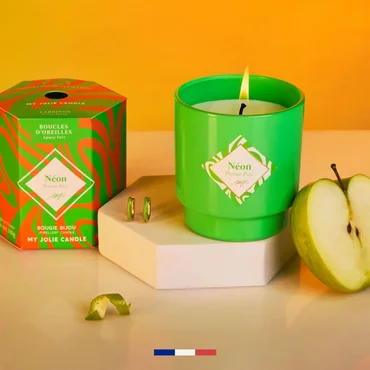 My Jolie Candle Vonná svíčka Neon Fizzy Apple se zelenými náušnicemi, 180 g
