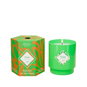 My Jolie Candle Vonná svíčka Neon Fizzy Apple se zelenými náušnicemi, 180 g