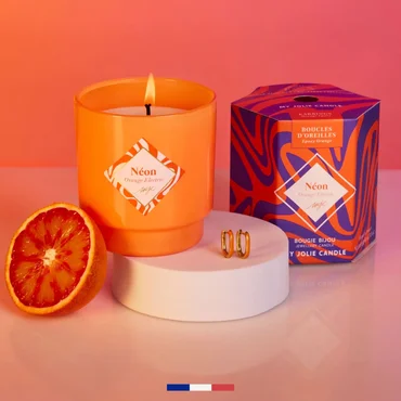 My Jolie Candle Vonná svíčka Neon Orange s oranžovými náušnicemi, 180 g
