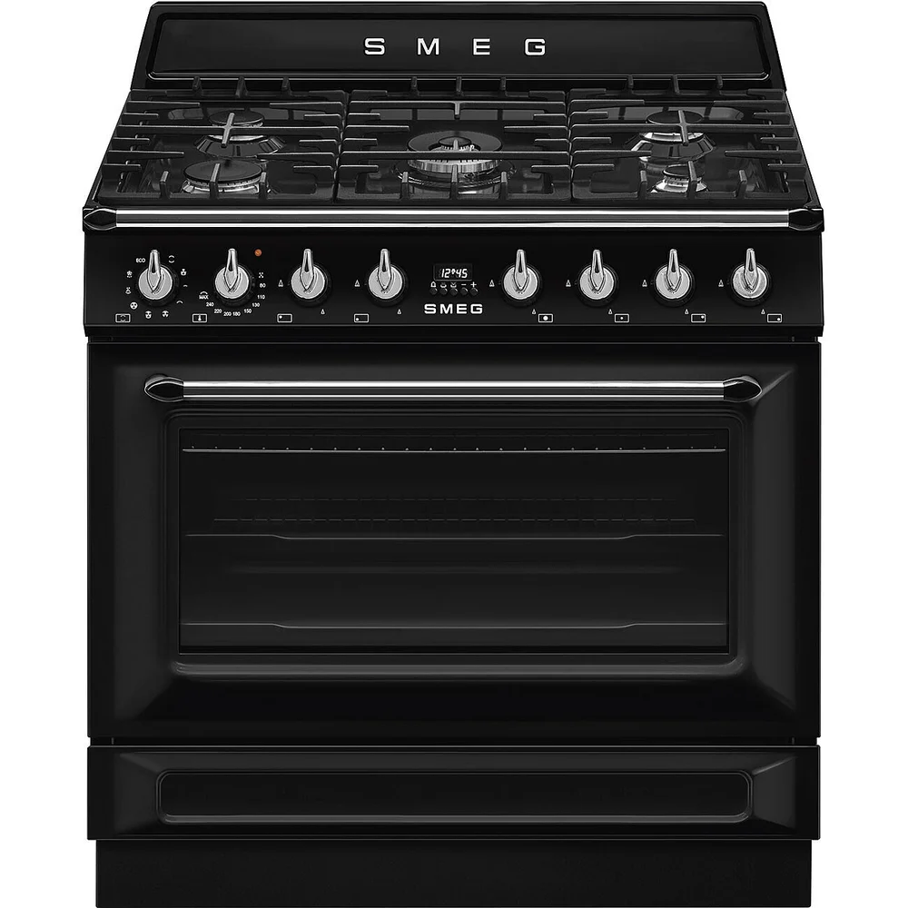 SMEG, varné centrum Victoria TR90GM, plynová varná doska, multifunk. rúra, objem 115 l, čierna