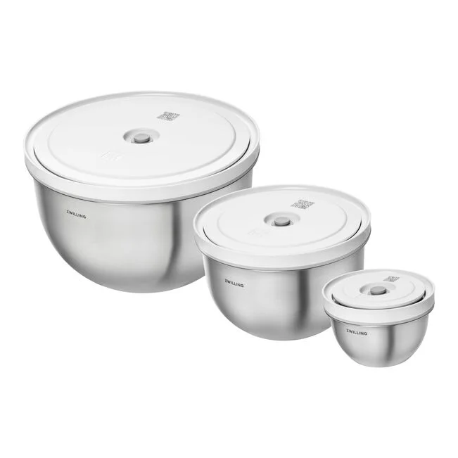 Súprava vákuovacích nerezových mís s viečkami Fresh & Save, Ø 12 / 18 / 24 cm, 3 ks