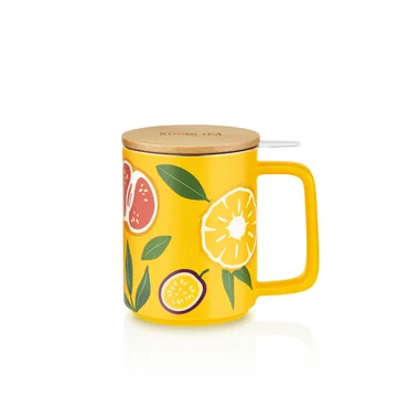 Kusmi Tea Hrnek na čaj s nerezovým sítkem, BB Detox, 0,48 l, žlutá
