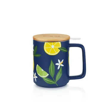 Kusmi Tea Hrnek na čaj s nerezovým sítkem, Anastasia, 0,48 l, modrá